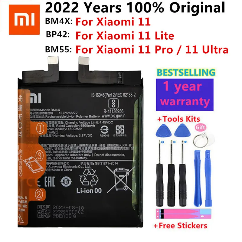 

100% Оригинальный аккумулятор Xiaomi BM4X BM55 BP42 для Xiaomi 11 Xiaomi11 Mi11 Xiaomi 11 Pro 11 Ultra Xiaomi 11 Lite, батареи для телефона