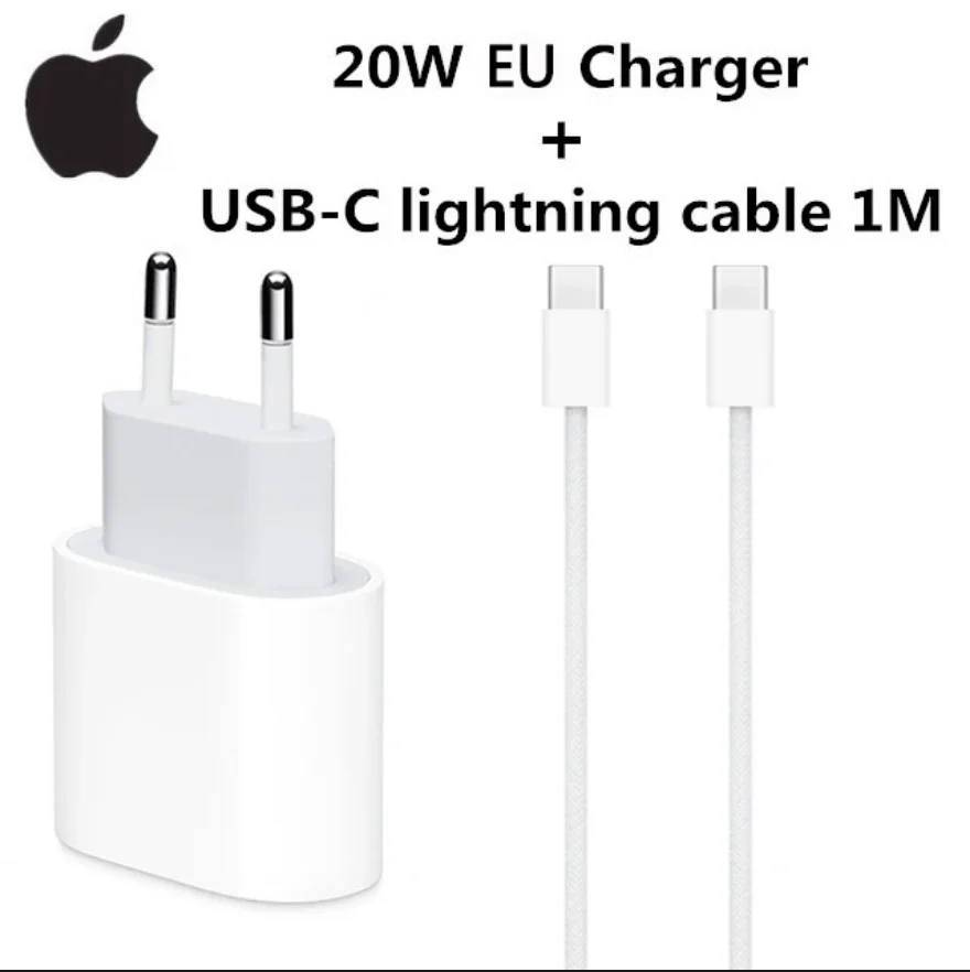 Фото Оригинальный адаптер питания USB-C мощностью 20 Вт для iphone 16 15 14 13 mini Pro Max Type C, быстрое зарядное устройство для Apple, кабель для iPhone X 11 12 Plus №1