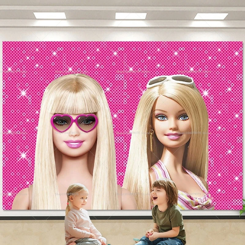Фон для вечеринки в виде куклы Барби виниловый фон празднования дня рождения