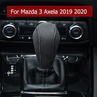 car gear shift cover for mazda 3 2019 2020 2021 2022 accessories collars carbon fiberleather head knob cover decoration