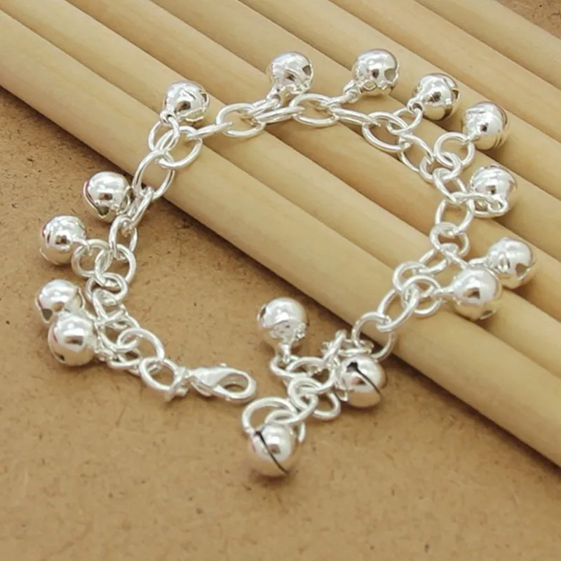 925 Silver Bracelet Littlle BELL Charm Fashion Jewelry 8inch Link Chain For Girls Cute Birthday Gift Wholesale Price |