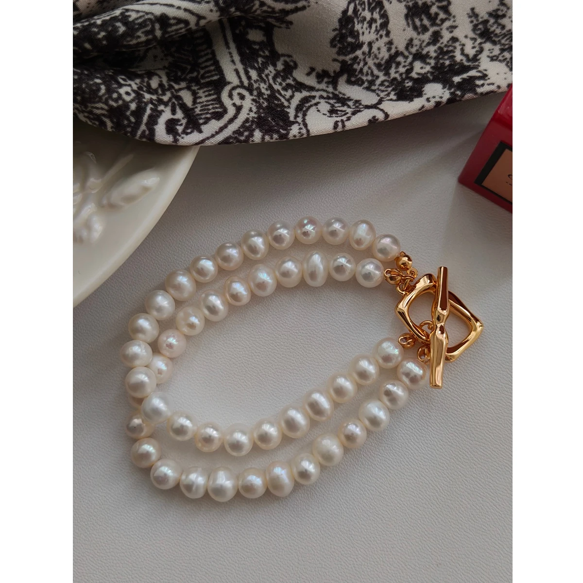 Браслет из серебра 925 пробы с жемчугом QKX