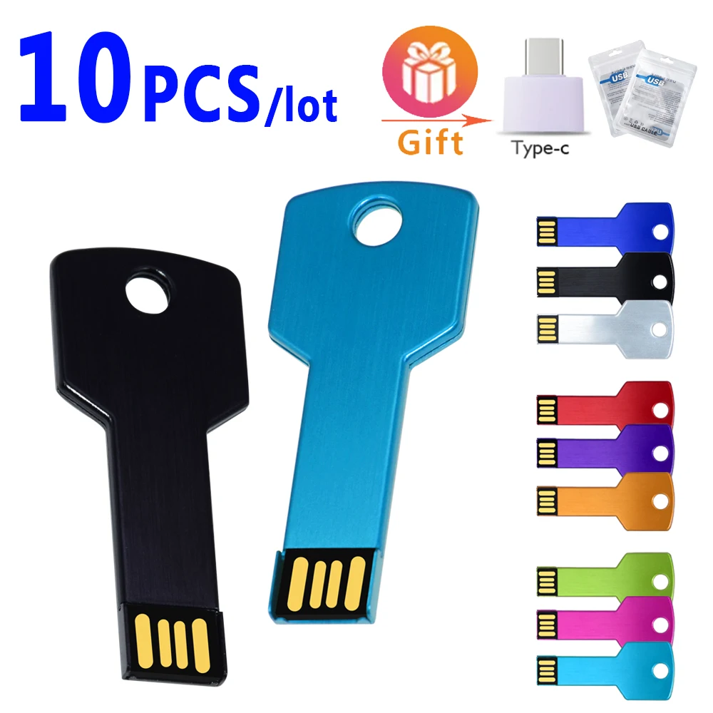 

10PCS/lot USB Stick Mini Pen Drive USB Flash Drives 128 Gb Pendrive 64gb 32gb 16gb Metal Disk Cle USB Free Custom Logo