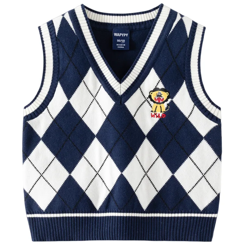 Детский свитер новинка осени/зимы 2024 вязаная майка для мальчиков детский без