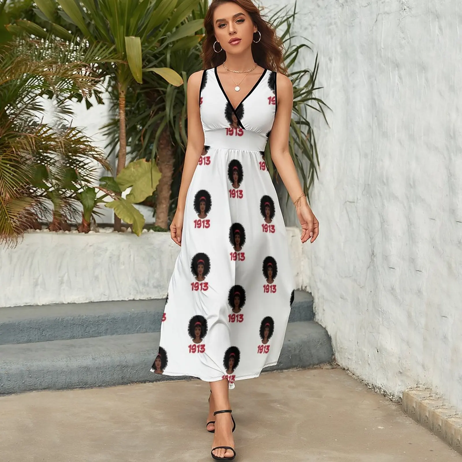 Женское вечернее платье без рукавов Delta Sorority DST 1913 Sigma Theta параферналия