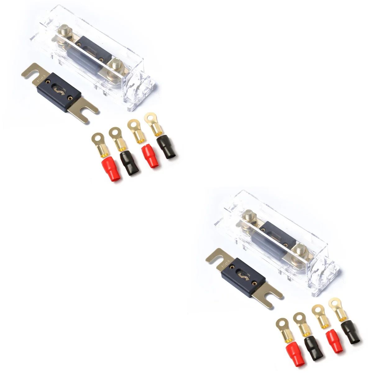 

2pcs 0 Gauge GA AWG ANL Fuse Holder Fuse Block Fuse Box with 300 Amp and 150 Amp Fuses and Crimp Ring Terminals