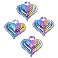 10pcs alloy romantic heart charms pendant accessory rainbow color for jewelry diy making necklace earring metal bulk wholesale