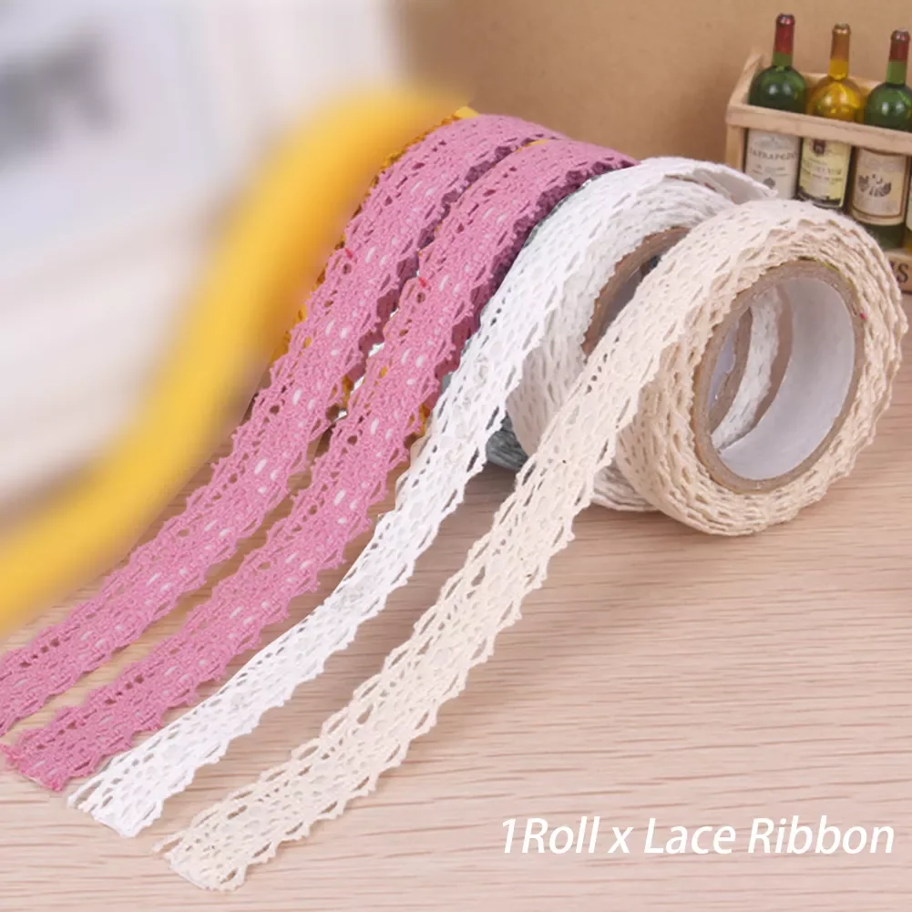 

Cloth Tape Self Adhesive Packaging Fabric Trim Double Sided DIY Craft Wrap Home Multipurpose Wedding Christmas Lace Ribbon Gifts