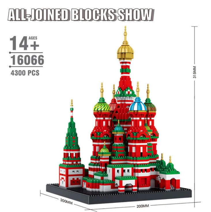 

Mini Diamond Building Blocks Architecture Bricks Toy Saint Basil's Cathedral Taj Mahal Children Compatible City Gifts