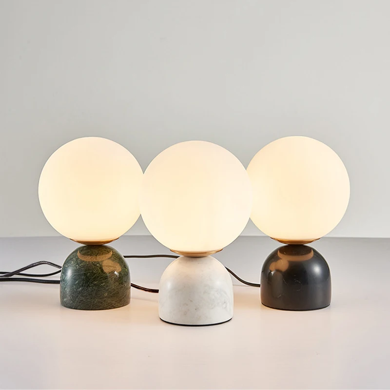 Modern Marble Table Lamp Home Decor Glass ball Table Lamps Bedroom Bedside Study Hotel Living Room Desk Light