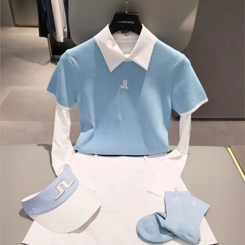 Women's Solid Crew Neck Ribbed Knit Short Sleeve Top T Shirts Ice silk