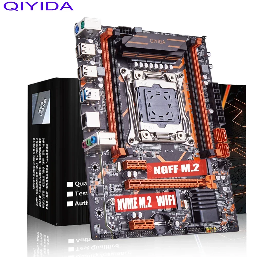 Комплект материнской платы Qiyida X99 LGA2011-3 E5 2660V3 2 шт.*8 ГБ=16 ГБ 3200 МГц DDR4 4 канала SATA 3.0