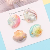5pcs mini lovely colored shells flat back resin art supply decoration charm craft hair bow accessories