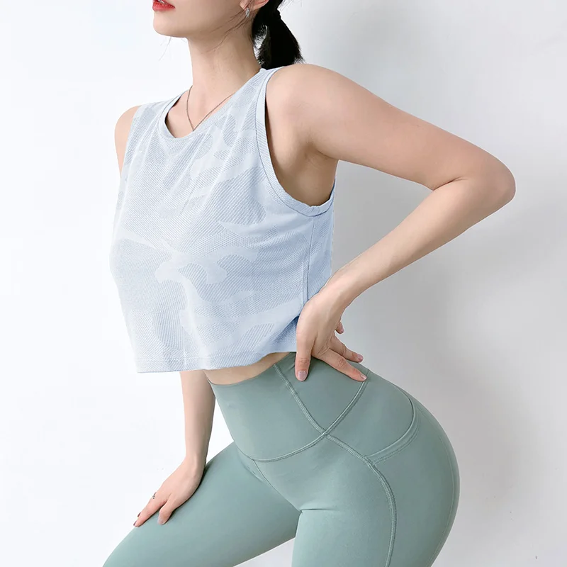 MITAOGIRL Sports Vest for Women Summer Loose and Thin Camouflage Sleeveless Gym Yoga Workout Top Fitness Clothes Quick-drying