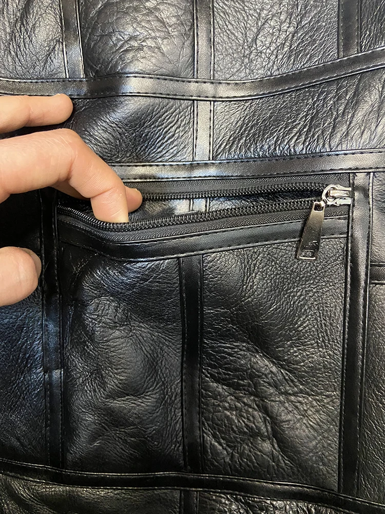 High Quality Fashion Spring Autumn Men Real Sheepskin Vest Genuine Leather Male's Vest Thick Fur Lining Leather Sleeveless Coat