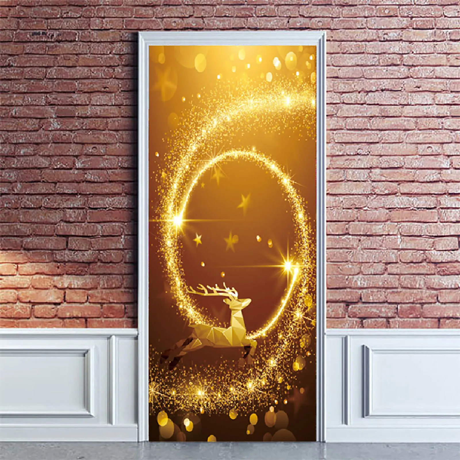 

3D Christmas Door Covers Christmas Party Decorations Door Stickers 31 X 78 Inch