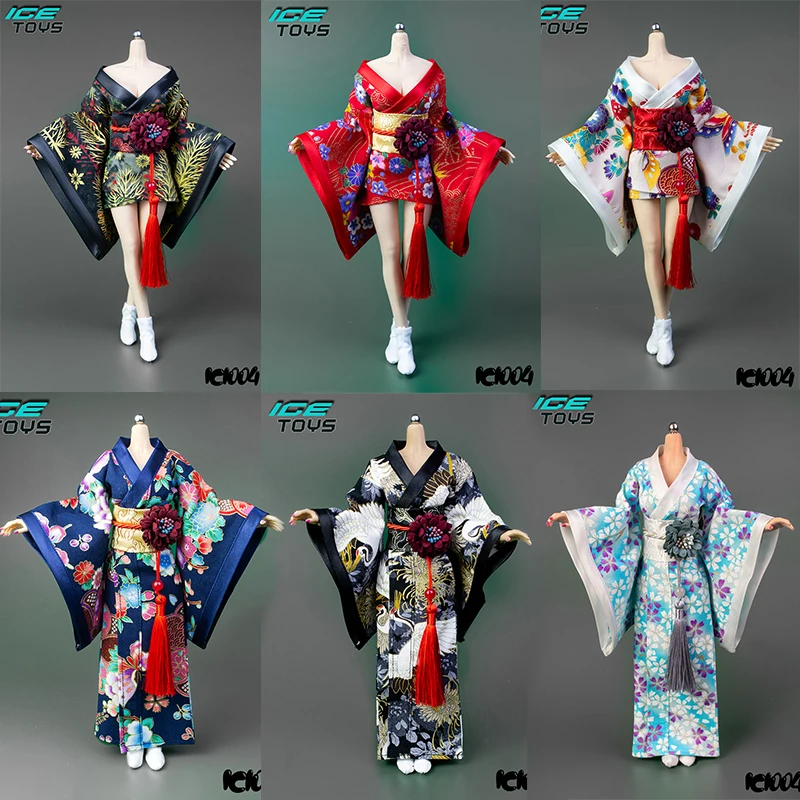 16 Colors ICE TOYS IC1004 1/6 Scale Female Printing Kimono Bathrobe Girdle Sock Clothes Set Model Fit 12'' Soldier Action Figure
