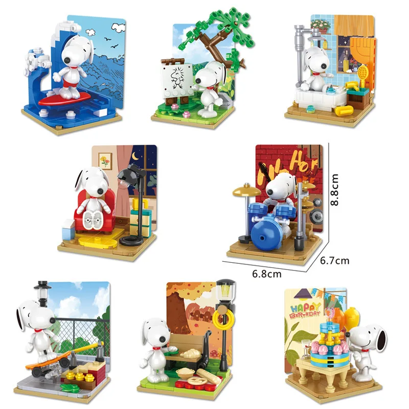 Japanese Snoopy Random Blind Box Building Block Cartoon Scene Model Children and Girls Assembled Toy Gifts