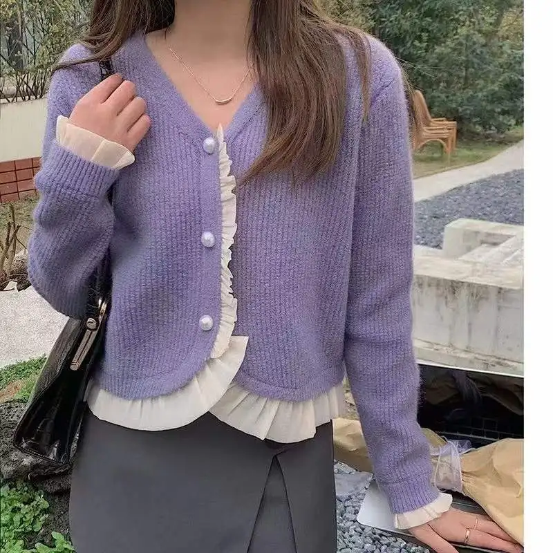 Женский Тонкий кашемировый кардиган с V-образным вырезом однобортный Свободный
