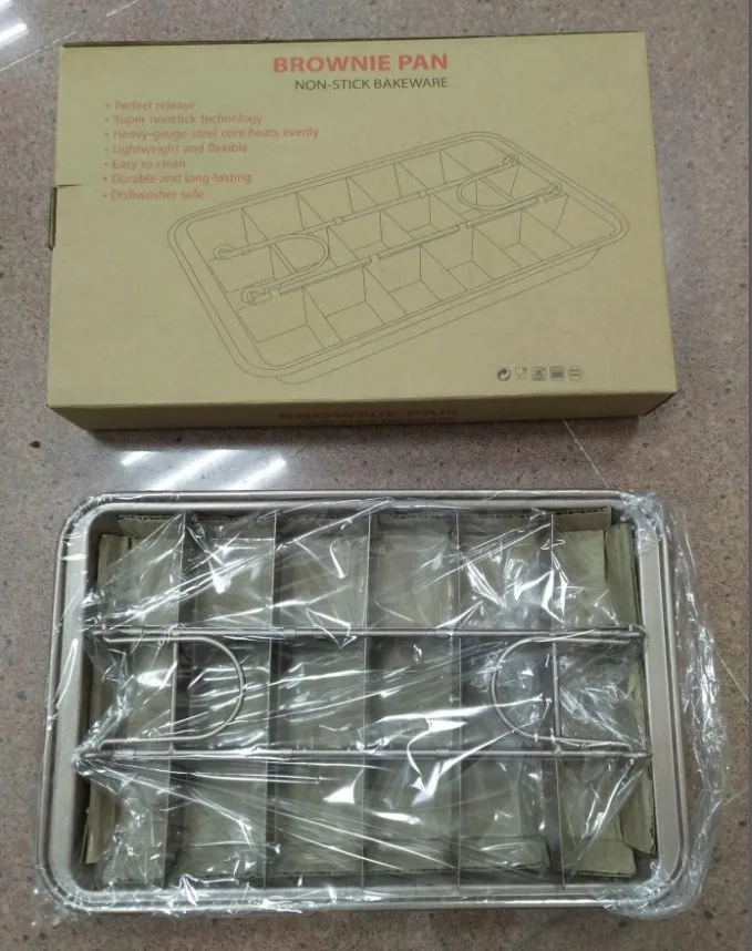 

Brownie Cake Pan with Dividers Non Stick Stainless Steel Baking Tray Makes 18 Pre-cut Brownies brownie brownie