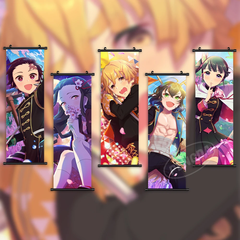 

Canvas Anime Home Decor Demon Slayer Wall Art Tsuyuri Kanawo Painting Makomo Hanging Scrolls Kamado Nezuko Print Picture Poster