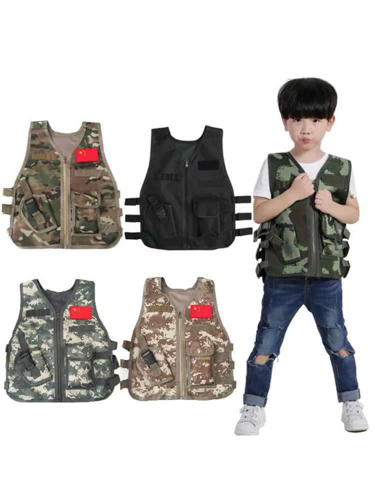 

Детский тактический жилет, уличная Защитная Экипировка CS, детская Военная тренировочная Боевая форма, камуфляжный костюм для кемпинга и ох...