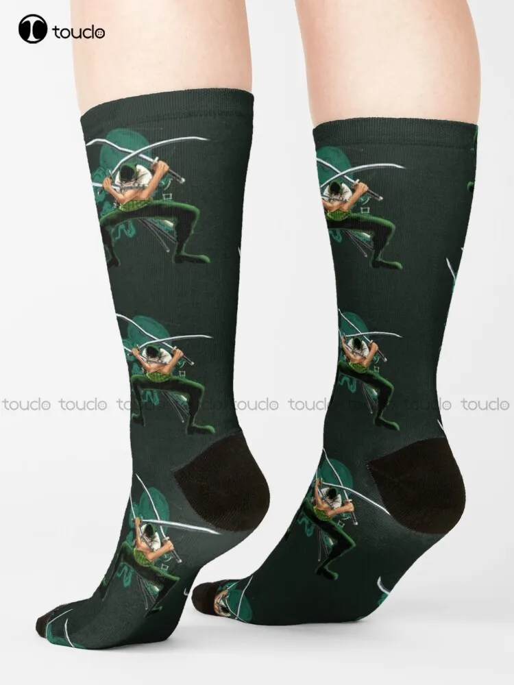 

Zoro Roronoa Samurai - One Piece Socks Long Black Socks Personalized Custom 360° Digital Print Gift Harajuku Colorful Retro