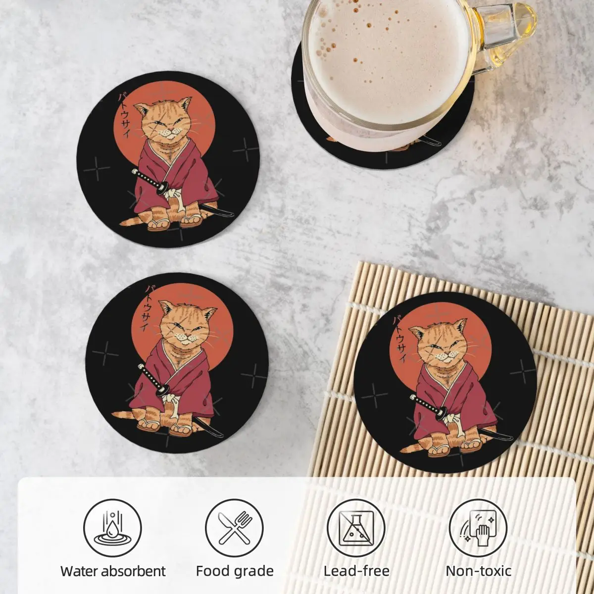 Керамические подставки Neko Battousai для кухонного бара (4 шт. в упаковке)