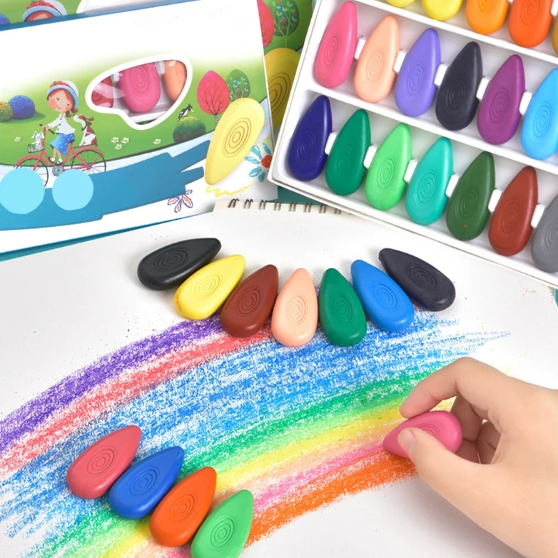 

Finger Grip Coloured Crayons Washable Soomth Surface Anti-break Recommended Age 3 ＋ Home Kindergarten Graffiti Supplies