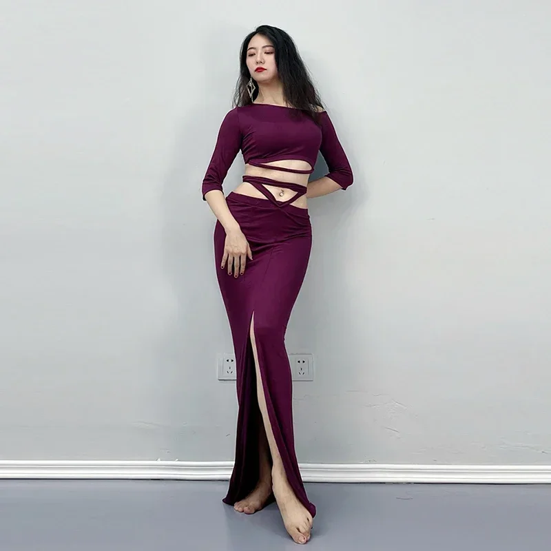 Женский костюм для танца живота профессиональный с топом и юбкой в восточном