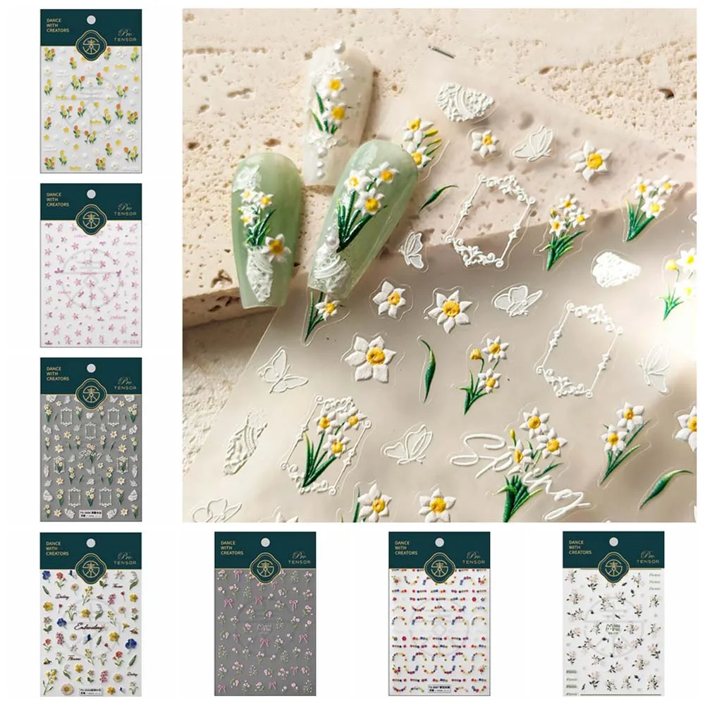 Тюльпан желе цветок наклейки для ногтей Сакура ромашка персиковый розовый бант