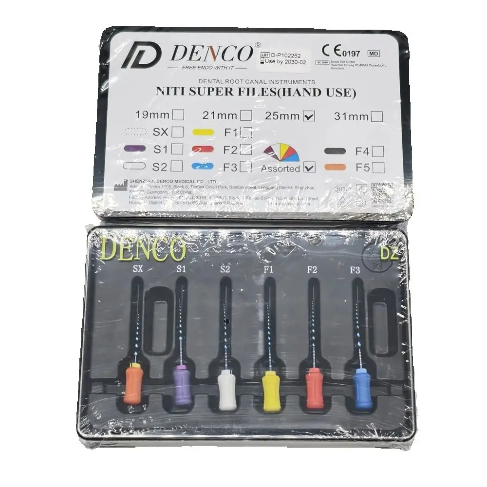 Фото Фильтры для ручного использования Denco NITI SUPER FILES L25mm SX-F3 Ассорти стоматологических инструментов для корневых каналов №1
