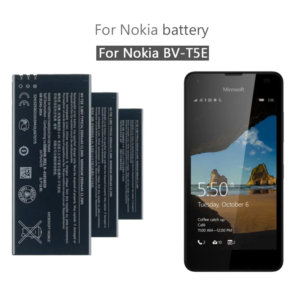

BV-T5E Battery For Microsoft Lumia 950 Battery RM-1106 RM-1104 RM-110 BVT5E / BV T5E High Quality Batterie Warranty One Year