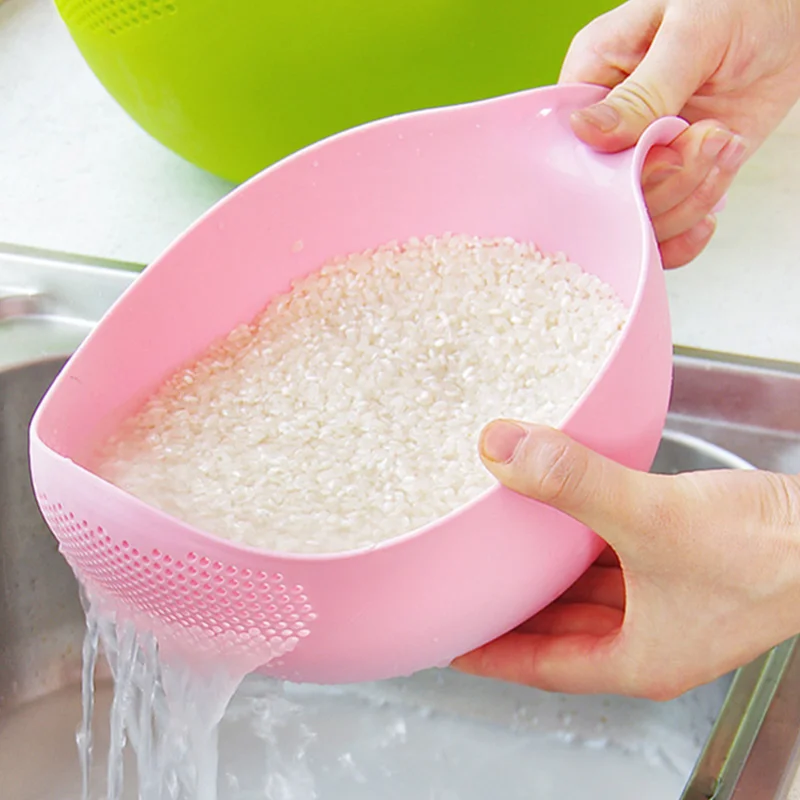 Plastics Rice Washer Portable Rice Washing Bowl Wit Handle Beans Peas Strainer Multipurpose Drainer Basket Sieve Drainer For