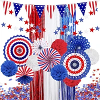 paper fans for captain america political campaign party decorations red blue white american swing paper fans flower star pull