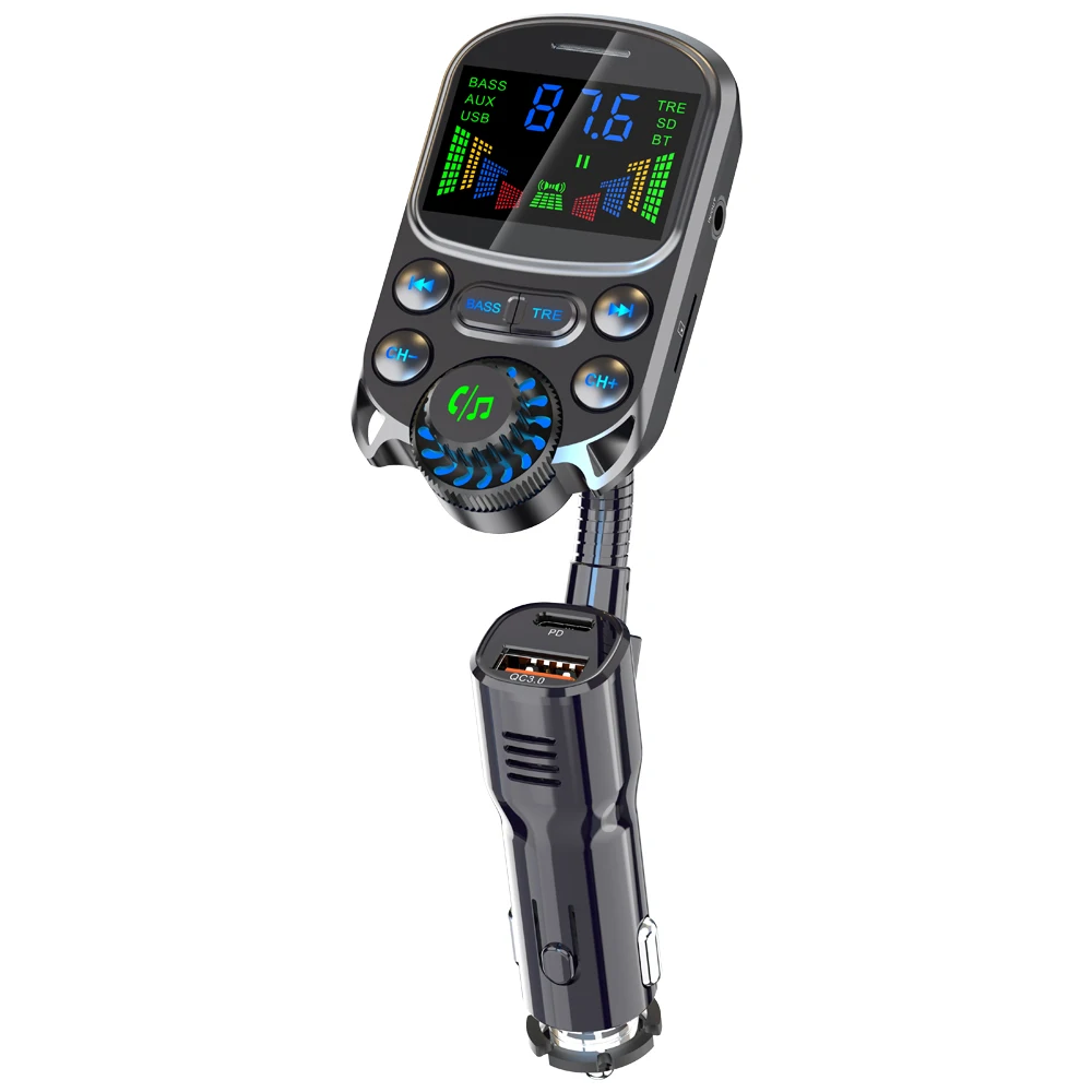 FM-трансмиттер Bluetooth беспроводной Автомобильный MP3-плеер Hands Free телефонная совместимая папка AUX аудио QC3.0 PD3.0 Быстрая зарядка (art.: 3920be91fb491) - 3920be91fb491
