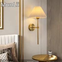 munlii led modern pleated e27 wall lamp living room study home decor standing light nordic bedroom bedside lamp indoor lighting