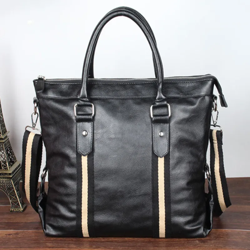 Men Fashion Leather Briefcase Business Handbag Korean Style Shoulder Bag Portable Crossbody Bag Male High Capacity Laptop Bag