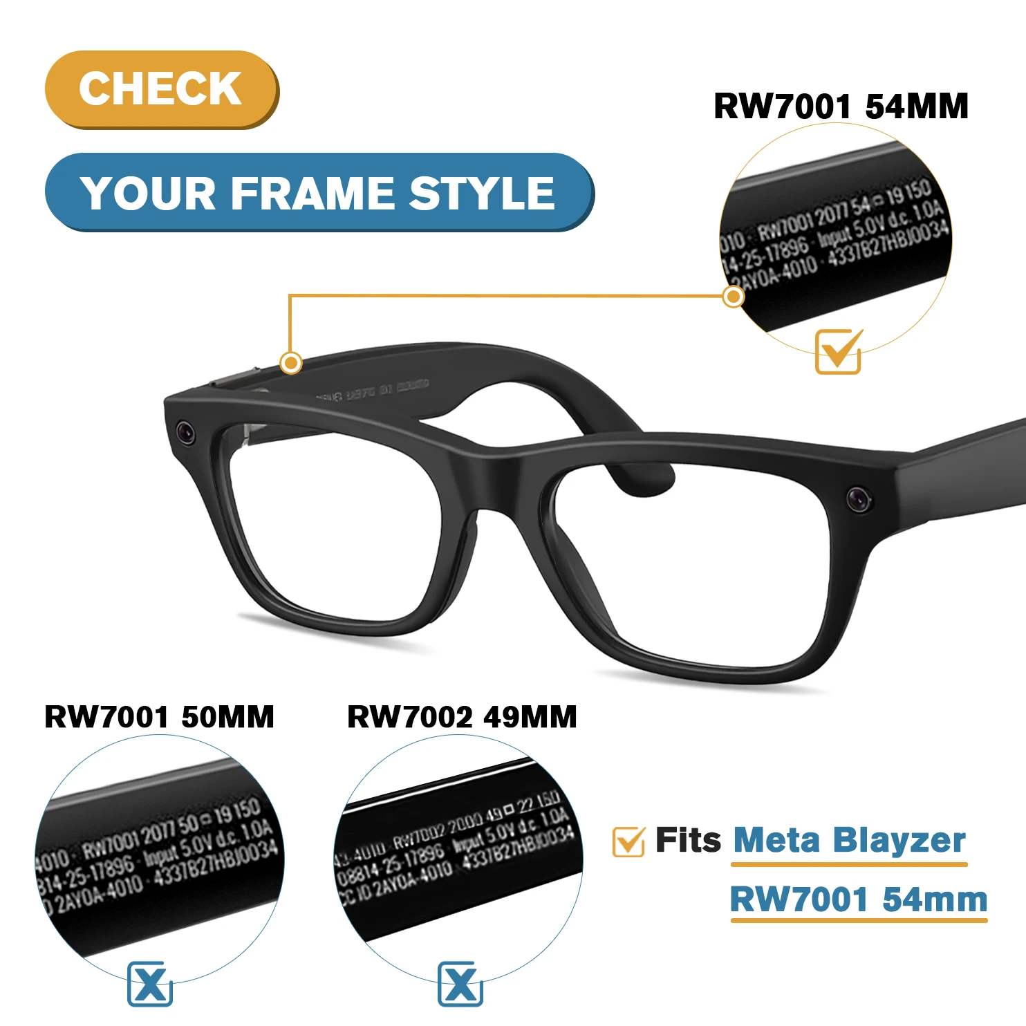Фото Премиум-сменные линзы для Ray-Ban Meta Blayzer (Gen 2) RW7001, оправа 54 мм – устойчивы к царапинам и имеют 100% УФ-фильтр. №2