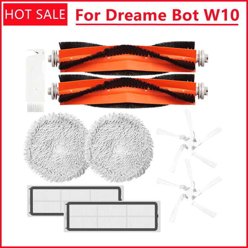 

For Dreame Bot W10 Self-Cleaning Robot Vacuum Cleaner Accessories Main Side Brush Washable HEPA Filter Mop Cloth Spare Parts