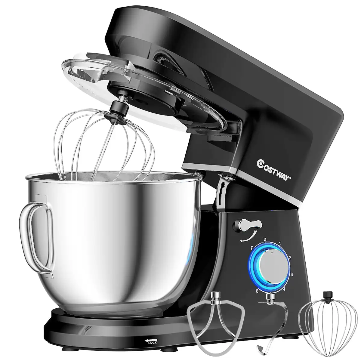 

Tilt-Head Stand Mixer 7.5 Qt 6 Speed 660W with Dough Hook, Whisk & Beater Black