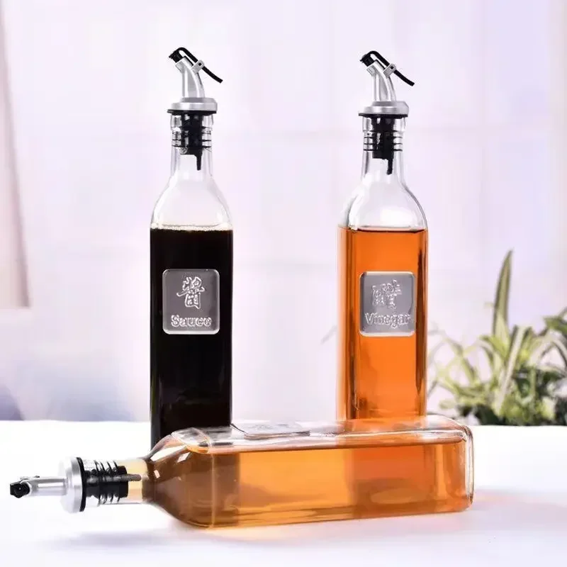 Кухонные принадлежности квадратная стеклянная бутылка для масла с прессом