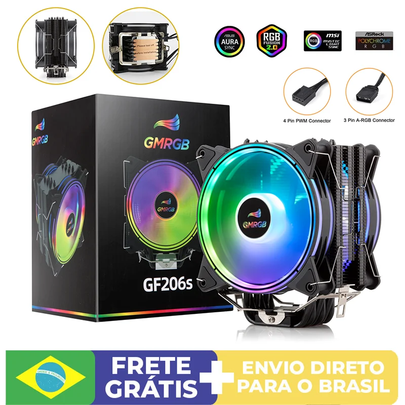 GMRGB 6 rury chłodnica procesora 4 Pin GF206 PWM RGB PC milczy Intel LGA 1700 1200 1150 1151 1155 2011/E5/X79/X99/AMD AM2/AM3/AM4 1 GMRGB 6 rury chłodnica procesora 4 Pin GF206 PWM RGB PC milczy Intel LGA 1700 1200 1150 1151 1155 2011/E5/X79/X99/AMD AM2/AM3/AM4 1