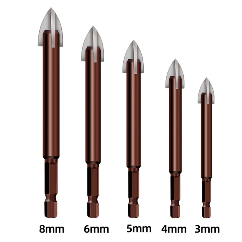 

1PC Cross Hex Tile Bits Glass Ceramic Concrete Hole Opener Alloy Triangle Drill Size 3/4/5/6/8mm Drill Bits Glass Bits