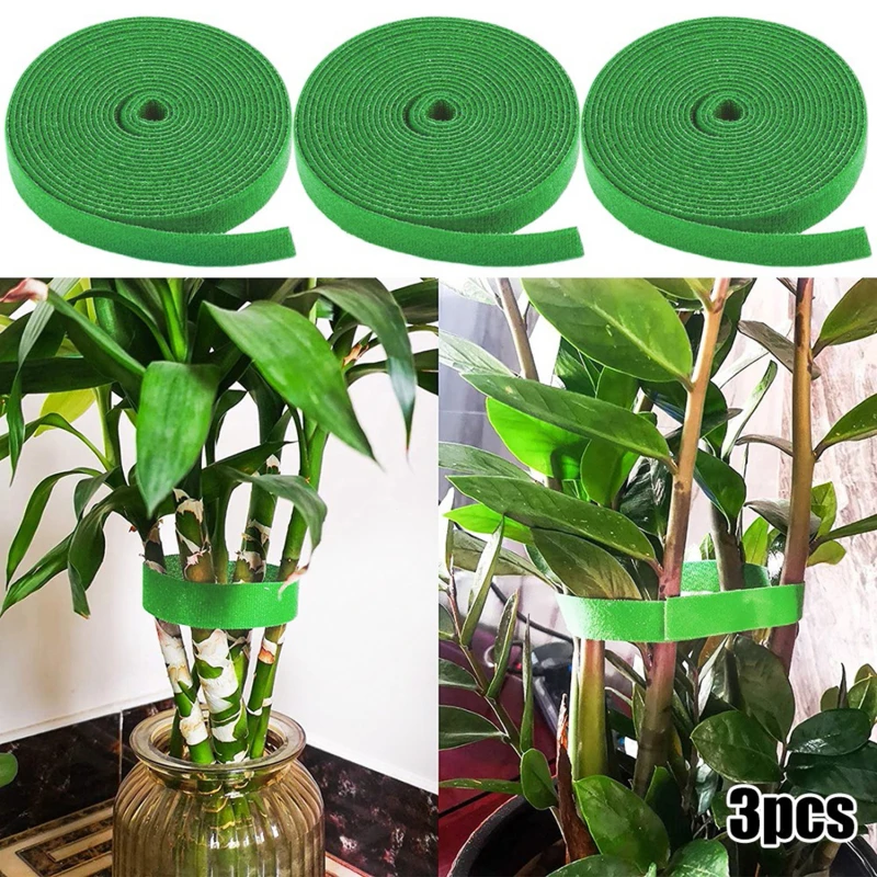 

3 Rolls Green Garden Twine Plant Ties Nylon Plant Bandage Garden Hook Loop Bamboo Cane Wrap Support Garden Accessories