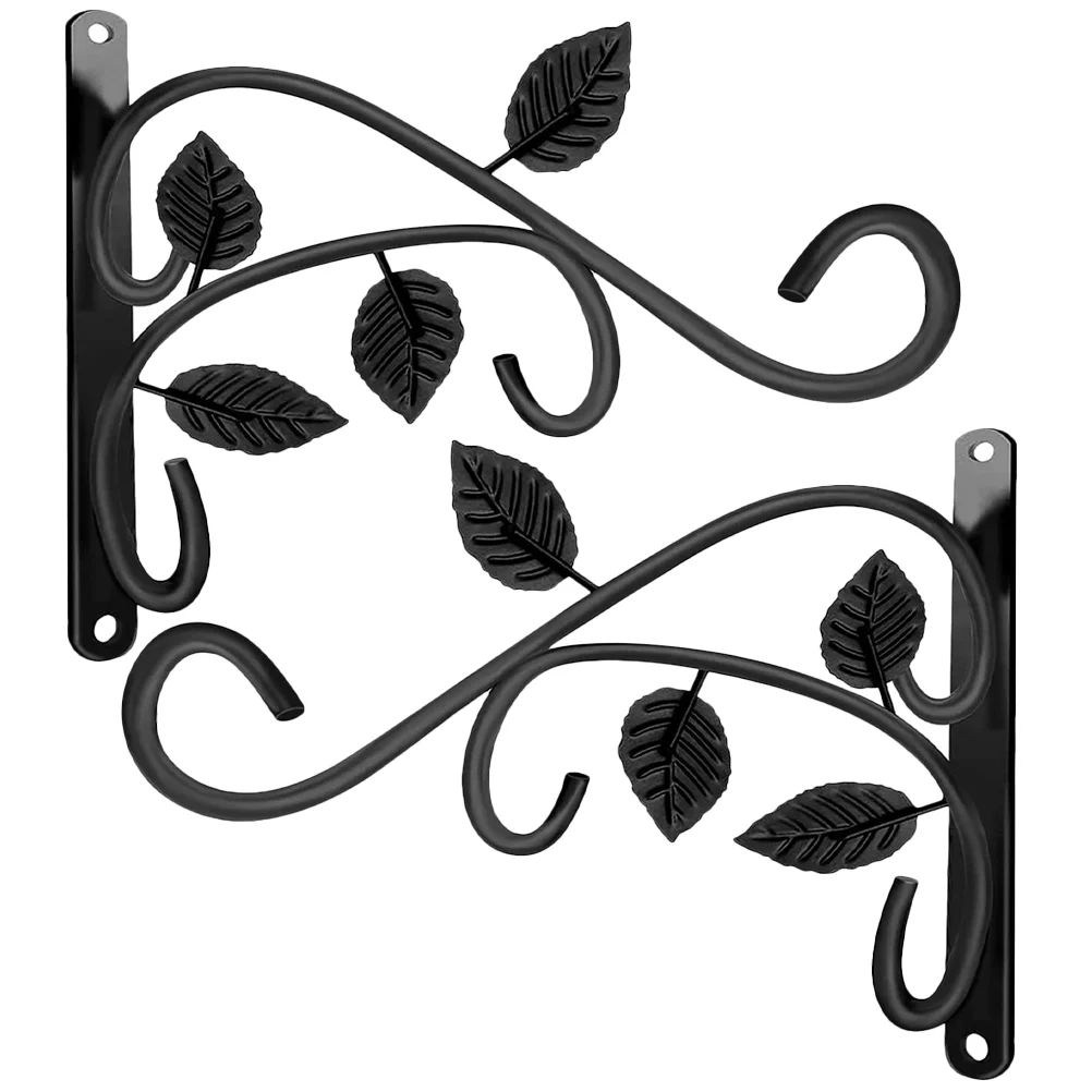 

2 Pcs Clothes Hangers Indoor Hanging Planter Rack Hook Basket Holder Wrought Iron