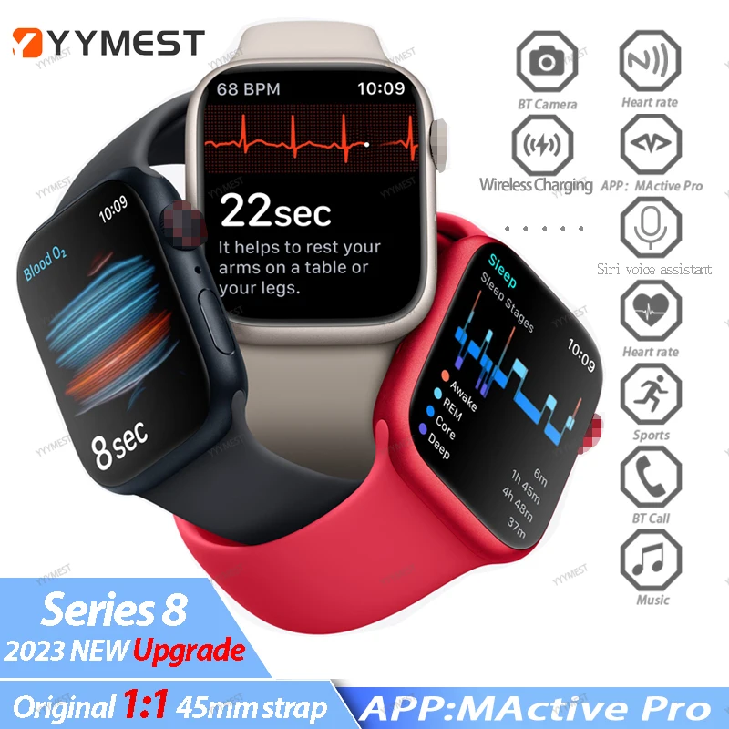 

Original Smart Watch Series 8 1:1 45MM Strap SiRi Health Monitoring NFC GPS track Multi-Sports Modes Water Proof For Apple Watch