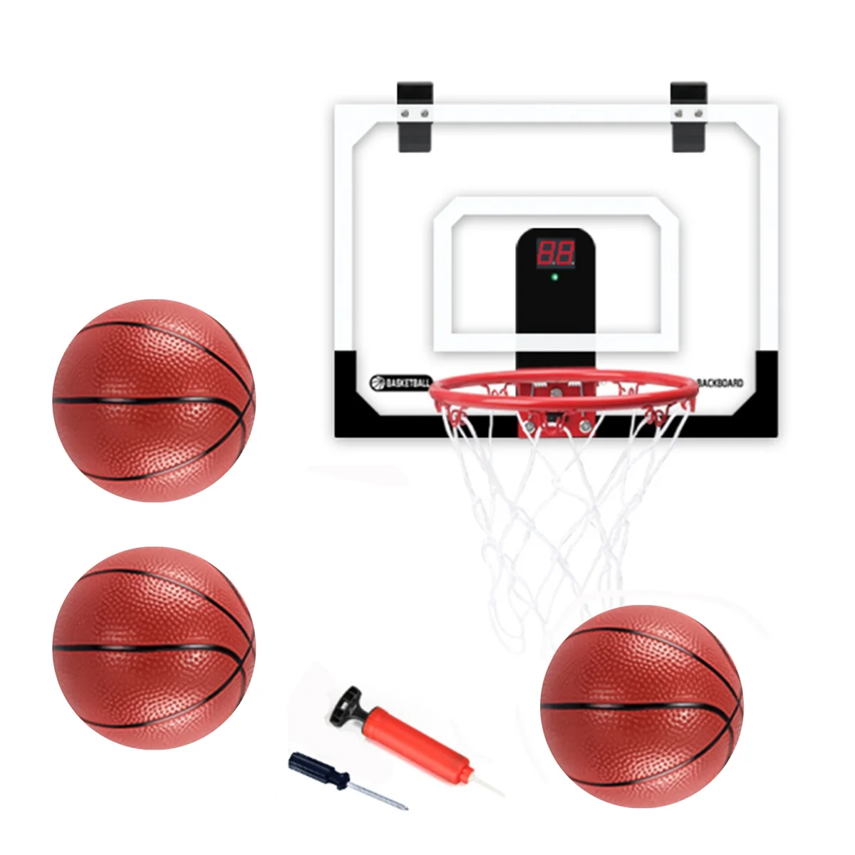 

Door Basketball Hoop with Electronic Scoreboard,Indoor Mini Basketball Hoop,Over the Door Basketball Set with 3 Balls