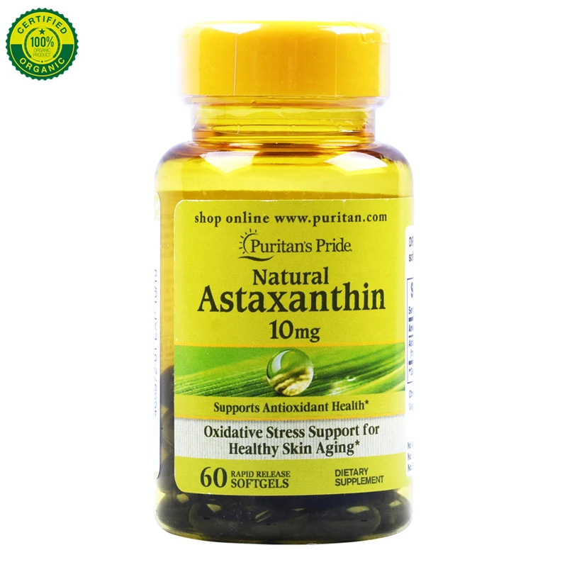 

US Puritan's Pride Astaxanthin Soft Capsule American Original Authentic Natural Haematococcus Pluvialis 10mg 60 Capsules