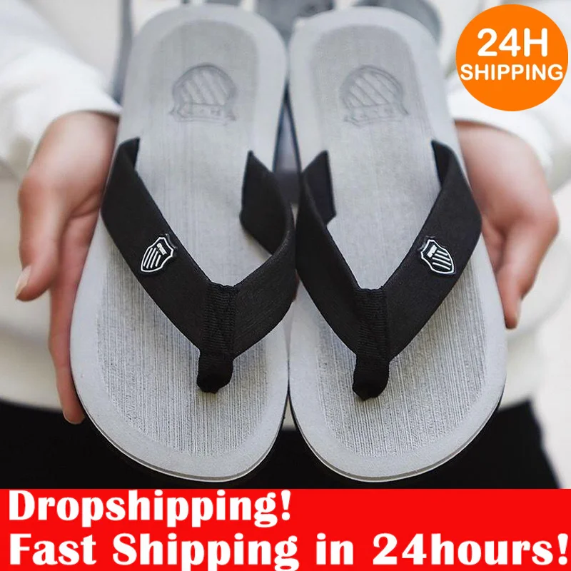 

2023 New Summer Men Flip Flops Beach Slippers Sandals Non-Slip Home Chanclas Slipper Indoor House Anti-Slip patos Hombre Shoes